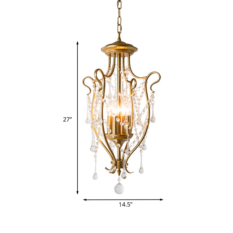 Oil Lamp Hanging Pendant Traditional 4-Light Faceted Crystal Balls Ceiling Chandelier in Gold Clearhalo 'Ceiling Lights' 'Chandeliers' Lighting' options 988353