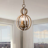 Inserted Crystal Bronze Hanging Pendant Light Globe 3 Bulbs Modernism Hanging Chandelier Clearhalo 'Ceiling Lights' 'Chandeliers' Lighting' options 988366