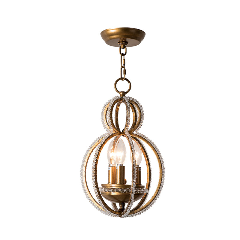 Inserted Crystal Bronze Hanging Pendant Light Globe 3 Bulbs Modernism Hanging Chandelier Clearhalo 'Ceiling Lights' 'Chandeliers' Lighting' options 988367