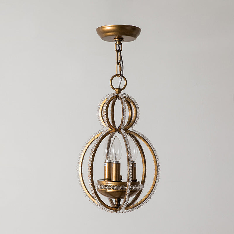 Inserted Crystal Bronze Hanging Pendant Light Globe 3 Bulbs Modernism Hanging Chandelier Clearhalo 'Ceiling Lights' 'Chandeliers' Lighting' options 988368