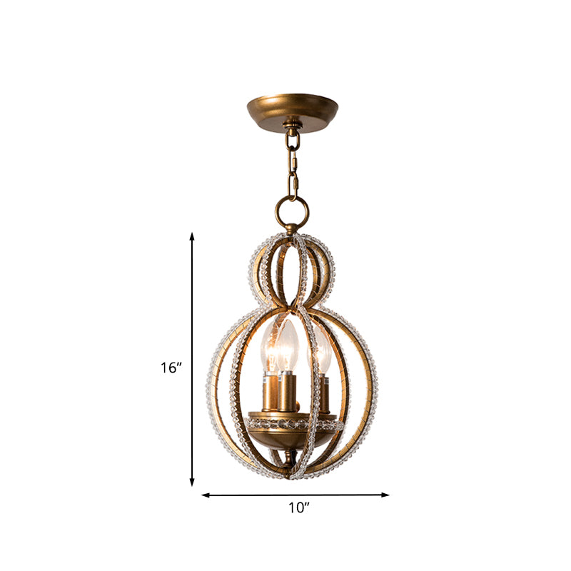 Inserted Crystal Bronze Hanging Pendant Light Globe 3 Bulbs Modernism Hanging Chandelier Clearhalo 'Ceiling Lights' 'Chandeliers' Lighting' options 988369