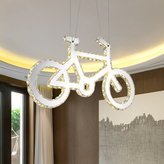 LED Inserted Crystal Chandelier Light Fashion Chrome Bicycle Living Room Pendulum Light Chrome Clearhalo 'Ceiling Lights' 'Chandeliers' 'Modern Chandeliers' 'Modern' Lighting' 988394