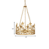 3 Heads Crown Ceiling Suspension Lamp Classic Gold Prismatic Optical Crystal Pendant Chandelier Clearhalo 'Ceiling Lights' 'Chandeliers' 'Modern Chandeliers' 'Modern' Lighting' 988458