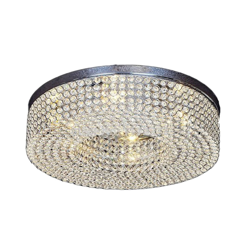 Contemporary Rounded Light Fixture Ceiling Inserted Clear Crystal 6-Bulb Flush Mount Recessed Lighting Clearhalo 'Ceiling Lights' 'Close To Ceiling Lights' 'Close to ceiling' 'Flush mount' Lighting' 988469