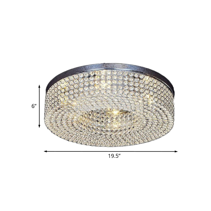 Contemporary Rounded Light Fixture Ceiling Inserted Clear Crystal 6-Bulb Flush Mount Recessed Lighting Clearhalo 'Ceiling Lights' 'Close To Ceiling Lights' 'Close to ceiling' 'Flush mount' Lighting' 988470