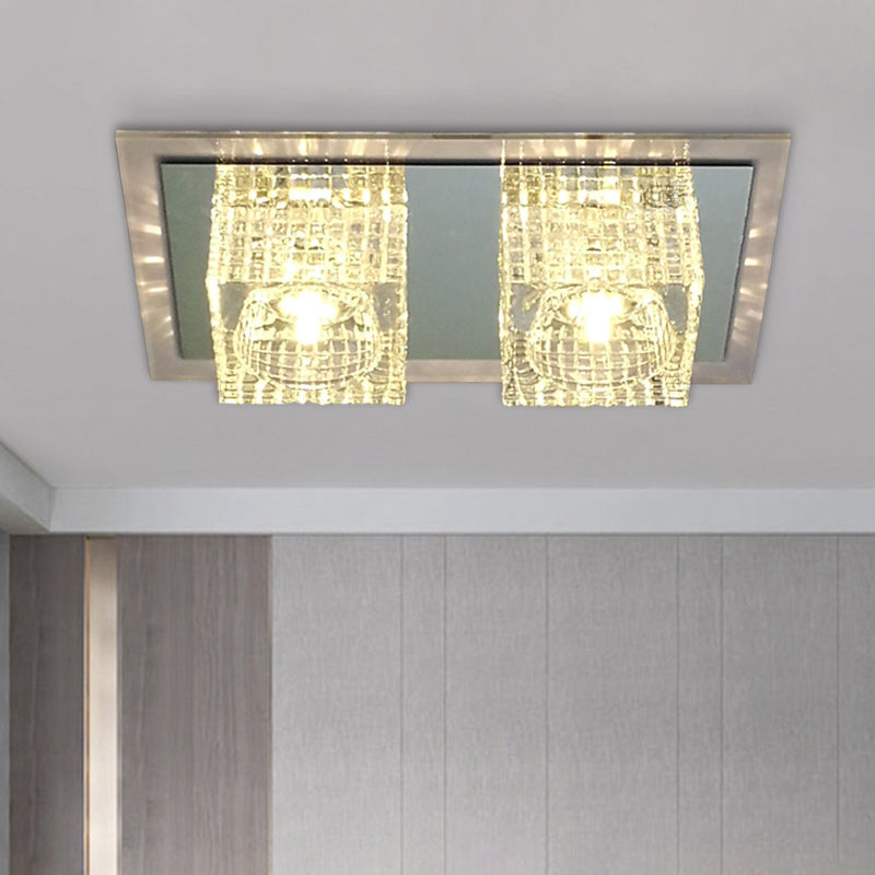 Inserted Crystal Cylindrical Flush Light Fixture Modernism Balcony LED Close to Ceiling Lamp in Clear Color Clear Clearhalo 'Ceiling Lights' 'Close To Ceiling Lights' 'Close to ceiling' 'Flush mount' Lighting' 988503