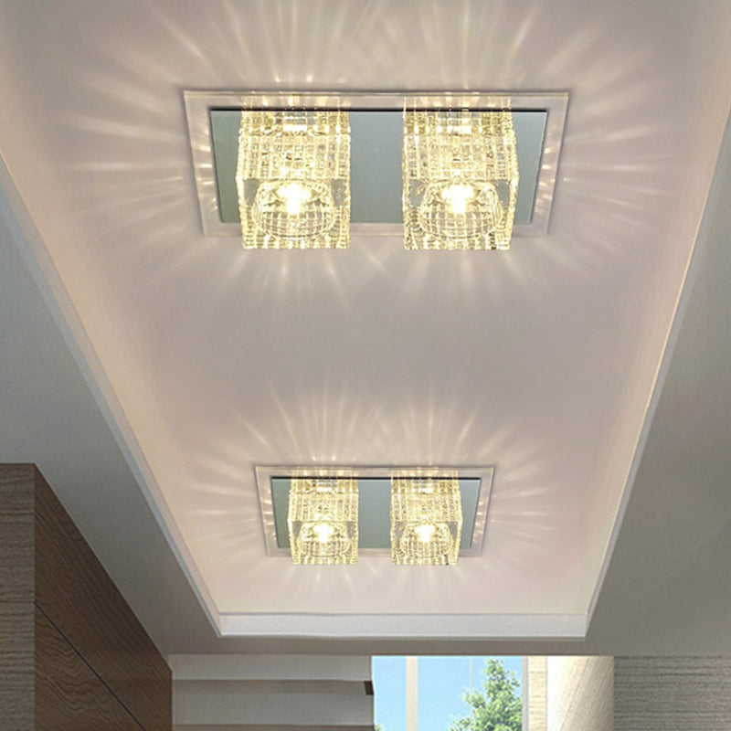 Inserted Crystal Cylindrical Flush Light Fixture Modernism Balcony LED Close to Ceiling Lamp in Clear Color Clearhalo 'Ceiling Lights' 'Close To Ceiling Lights' 'Close to ceiling' 'Flush mount' Lighting' 988504