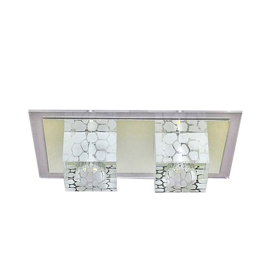 LED Faceted Clear Glass Ceiling Flush Nordic Cubic Living Room Flush-Mount Light Fixture Clearhalo 'Ceiling Lights' 'Close To Ceiling Lights' 'Close to ceiling' 'Flush mount' Lighting' 988509