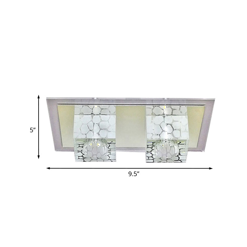 LED Faceted Clear Glass Ceiling Flush Nordic Cubic Living Room Flush-Mount Light Fixture Clearhalo 'Ceiling Lights' 'Close To Ceiling Lights' 'Close to ceiling' 'Flush mount' Lighting' 988510