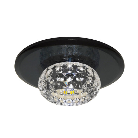 LED Flush Mount Ceiling Light Contemporary Bowl Faceted Clear Glass Lighting Fixture for Guest Room Clearhalo 'Ceiling Lights' 'Close To Ceiling Lights' 'Close to ceiling' 'Flush mount' Lighting' 988517