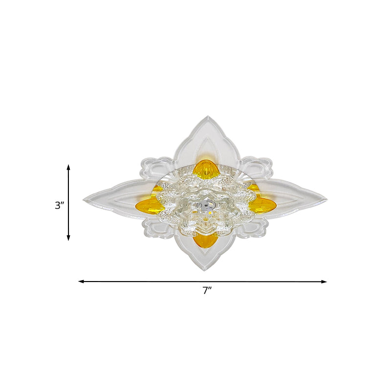 Blossoms Hall Flushmount Ceiling Lamp Nordic Clear and Amber Crystal Glass LED Light Fixture Clearhalo 'Ceiling Lights' 'Close To Ceiling Lights' 'Close to ceiling' 'Flush mount' Lighting' 988522