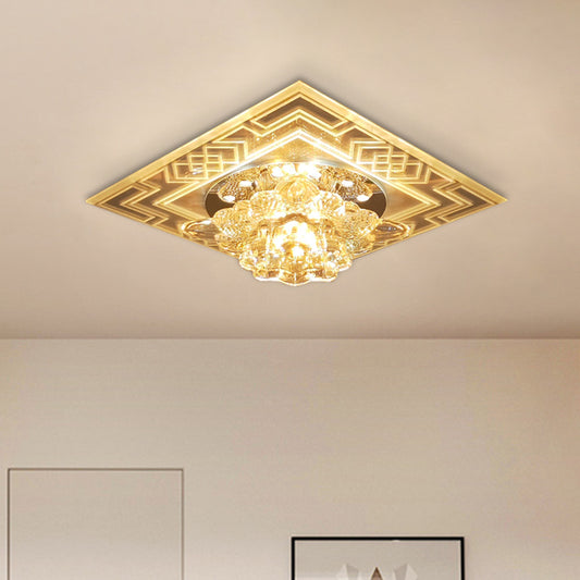 Floral Design Flushmount Light Minimalist Clear Crystal LED Balcony Close to Ceiling Lamp Clear Clearhalo 'Ceiling Lights' 'Close To Ceiling Lights' 'Close to ceiling' 'Flush mount' Lighting' 988523