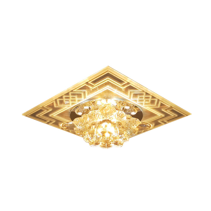 Floral Design Flushmount Light Minimalist Clear Crystal LED Balcony Close to Ceiling Lamp Clearhalo 'Ceiling Lights' 'Close To Ceiling Lights' 'Close to ceiling' 'Flush mount' Lighting' 988525