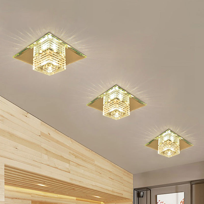 Beveled Clear Crystal Flushmount Lighting Cubic LED Modern Close to Ceiling Lighting Fixture Clearhalo 'Ceiling Lights' 'Close To Ceiling Lights' 'Close to ceiling' 'Flush mount' Lighting' 988532