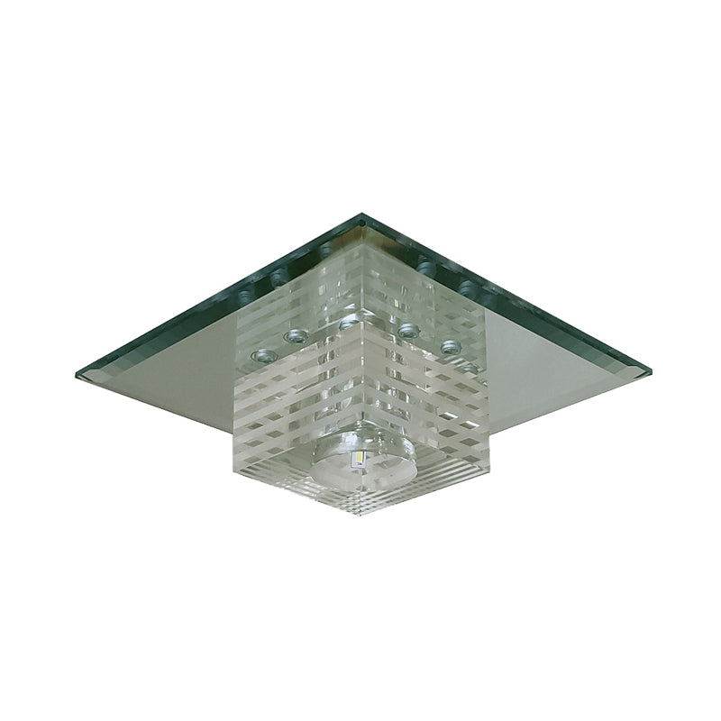 Beveled Clear Crystal Flushmount Lighting Cubic LED Modern Close to Ceiling Lighting Fixture Clearhalo 'Ceiling Lights' 'Close To Ceiling Lights' 'Close to ceiling' 'Flush mount' Lighting' 988533