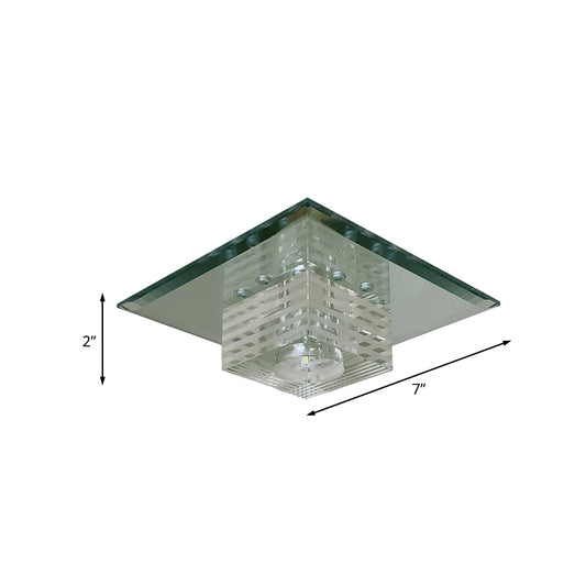 Beveled Clear Crystal Flushmount Lighting Cubic LED Modern Close to Ceiling Lighting Fixture Clearhalo 'Ceiling Lights' 'Close To Ceiling Lights' 'Close to ceiling' 'Flush mount' Lighting' 988534