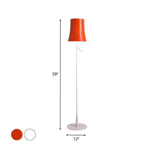 Metallic Bell Shape Floor Lamp Contemporary Single Head White/Orange Standing Light for Study Room Clearhalo 'Floor Lamps' 'Lamps' Lighting' 988558