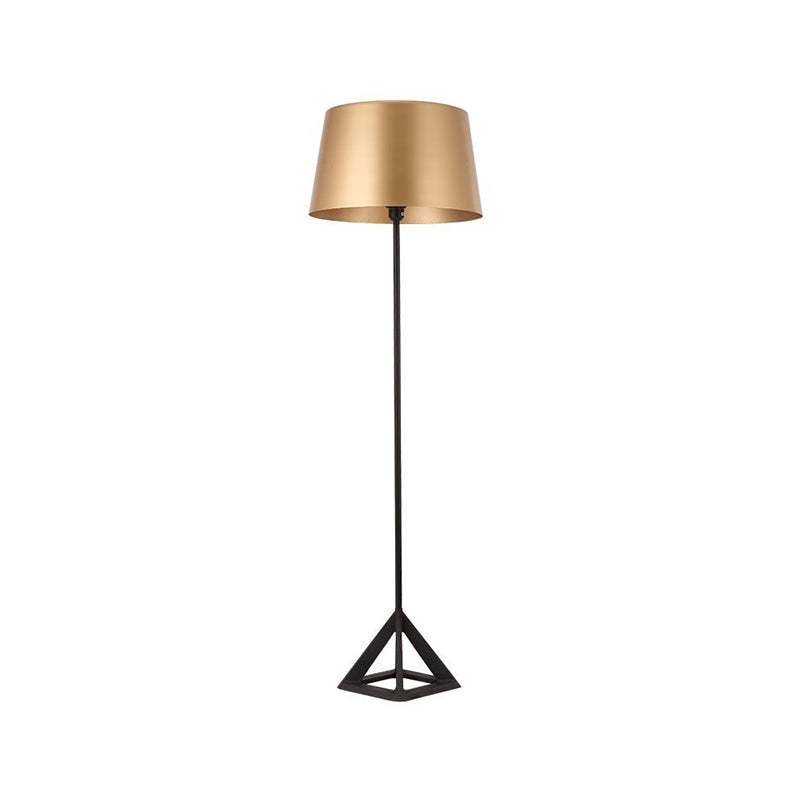 Drum-Shaped Tripod Standing Lamp Nordic Metal 1 Head Gold Floor Reading Light for Living Room Clearhalo 'Floor Lamps' 'Lamps' Lighting' 988642