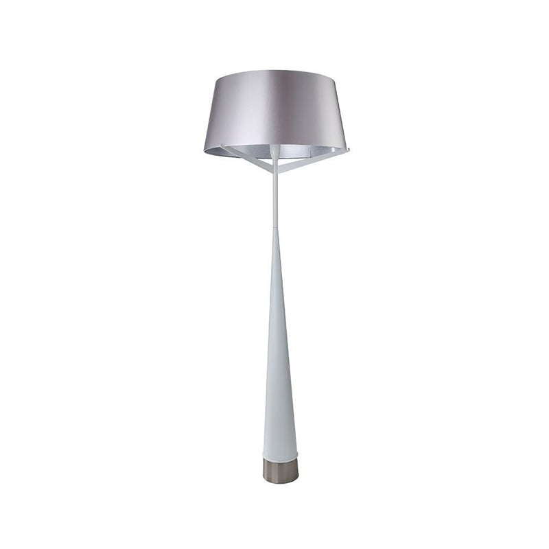 Minimalist Drum Shape Standing Lamp Metallic Single Head Bedroom Reading Floor Light in White/Black Clearhalo 'Floor Lamps' 'Lamps' Lighting' 988646