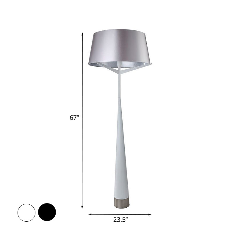 Minimalist Drum Shape Standing Lamp Metallic Single Head Bedroom Reading Floor Light in White/Black Clearhalo 'Floor Lamps' 'Lamps' Lighting' 988647