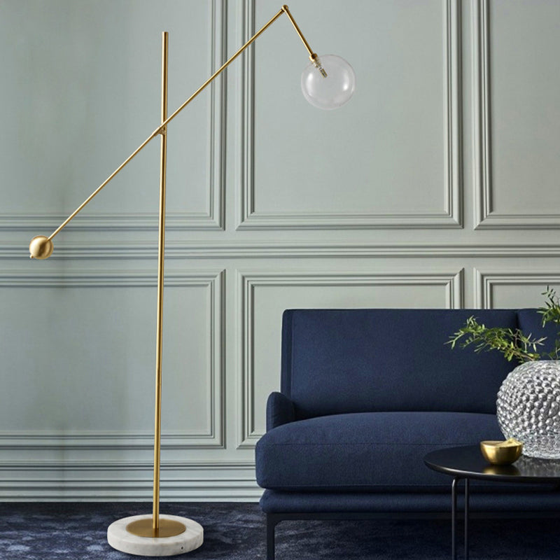 Modernist Orb-Like Task Floor Lamp Metal Single Bulb Office Standing Light with Balance Arm in Gold Gold Clearhalo 'Floor Lamps' 'Lamps' Lighting' 988664