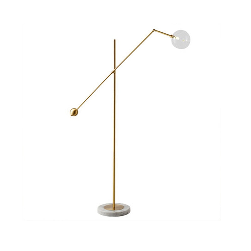 Modernist Orb-Like Task Floor Lamp Metal Single Bulb Office Standing Light with Balance Arm in Gold Clearhalo 'Floor Lamps' 'Lamps' Lighting' 988666