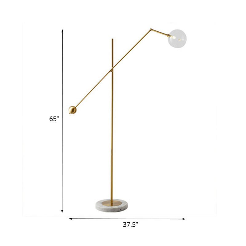 Modernist Orb-Like Task Floor Lamp Metal Single Bulb Office Standing Light with Balance Arm in Gold Clearhalo 'Floor Lamps' 'Lamps' Lighting' 988667