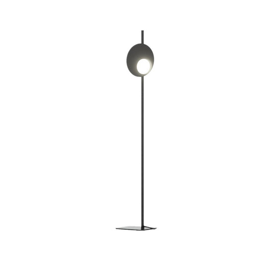 Metal Round Floor Lamp with Rectangle Base Minimalist LED Black Standing Light for Bedroom Clearhalo 'Floor Lamps' 'Lamps' Lighting' 988718