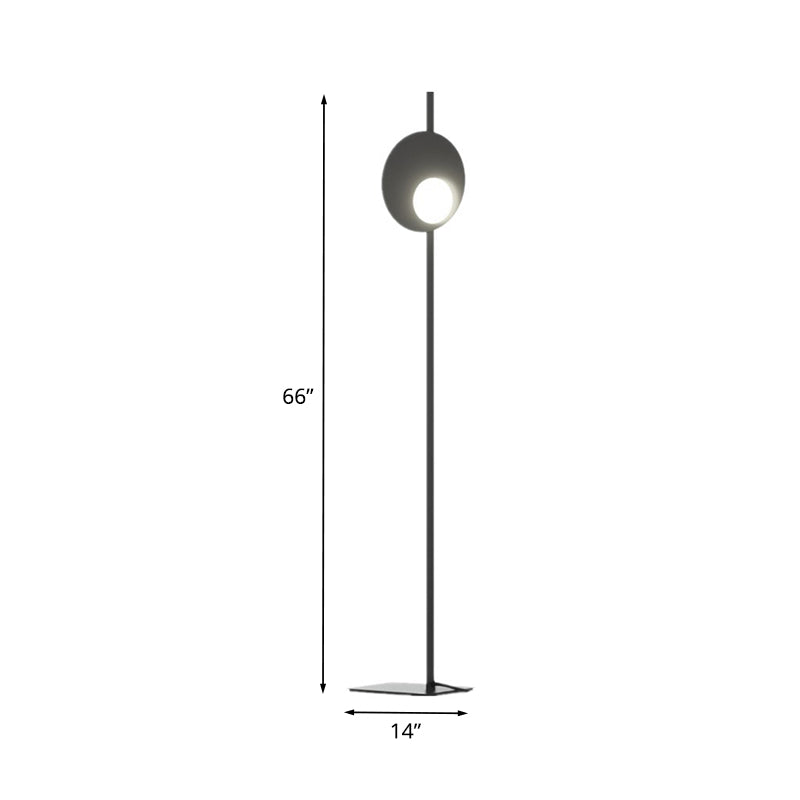 Metal Round Floor Lamp with Rectangle Base Minimalist LED Black Standing Light for Bedroom Clearhalo 'Floor Lamps' 'Lamps' Lighting' 988719