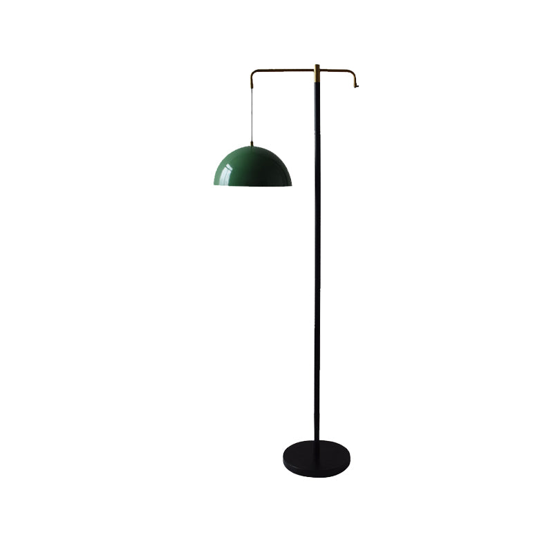 Green/Brass Dome Stand Up Lamp Simplicity 1 Bulb Metallic Floor Reading Light for Study Room Clearhalo 'Floor Lamps' 'Lamps' Lighting' 988722