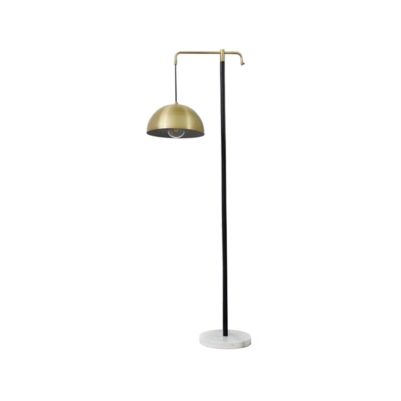 Green/Brass Dome Stand Up Lamp Simplicity 1 Bulb Metallic Floor Reading Light for Study Room Clearhalo 'Floor Lamps' 'Lamps' Lighting' 988727