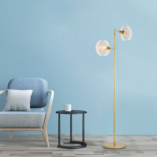 Circle Floor Reading Lamp Modernist Clear Glass LED Gold Stand Up Light for Living Room Gold Clearhalo 'Floor Lamps' 'Lamps' Lighting' 988736