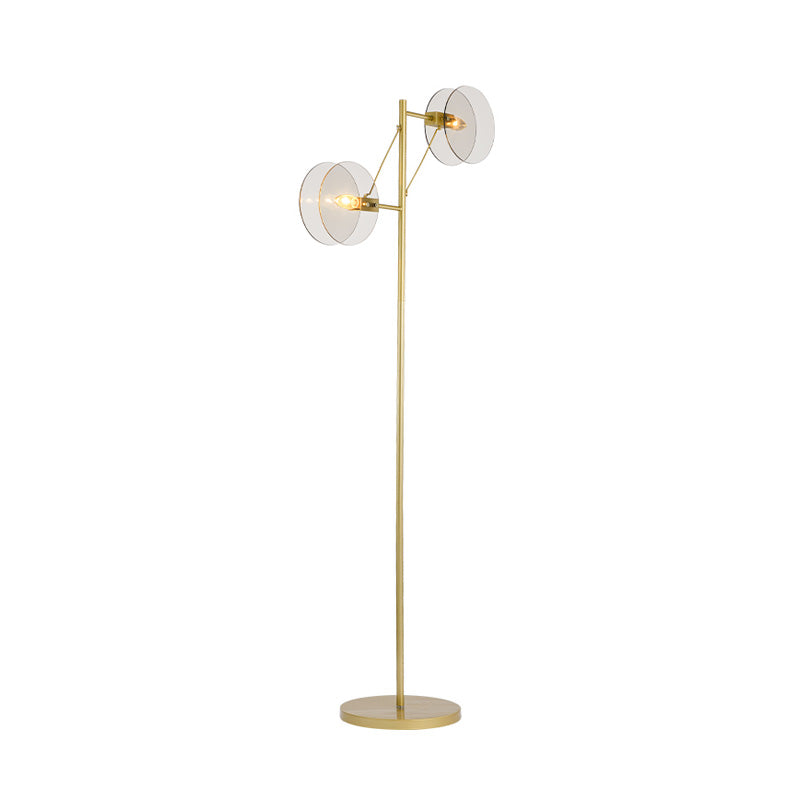 Circle Floor Reading Lamp Modernist Clear Glass LED Gold Stand Up Light for Living Room Clearhalo 'Floor Lamps' 'Lamps' Lighting' 988737