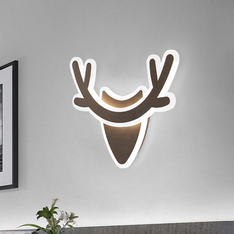 Nordic LED Flush Mount Wall Sconce Light Coffee Heart Shape/Black Wifi/Coffee Elk Head Wall Mount Lamp with Acrylic Shade Coffee Clearhalo 'Wall Lamps & Sconces' 'Wall Lights' Lighting' 990275