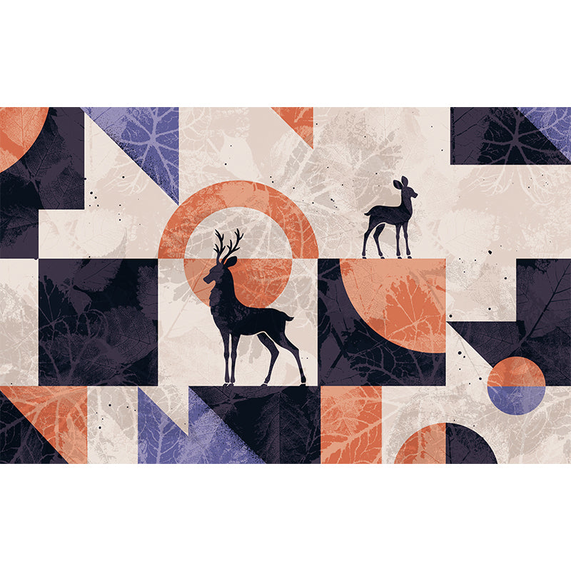 Decorative Deer and Geometries Mural Non-Woven Fabric Minimalist Wall Art for Living Room Clearhalo 'Wall Decor' 'Wall Mural' 990368