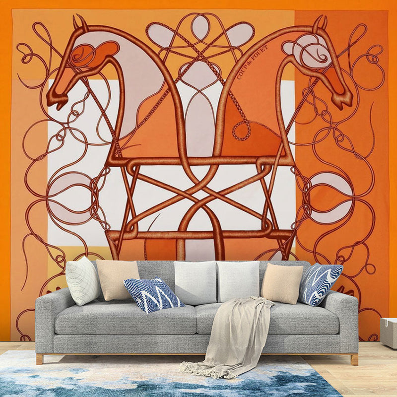 Non-Woven Fabric Mural Abstract Horse Whole Wall Covering, Personalized Size Available Clearhalo 'Wall Decor' 'Wall Mural' 990376