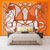 Non-Woven Fabric Mural Abstract Horse Whole Wall Covering, Personalized Size Available Clearhalo 'Wall Decor' 'Wall Mural' 990377