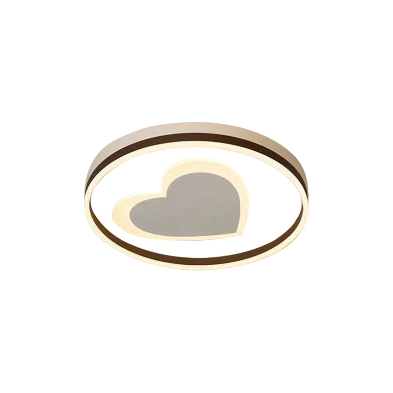 Ring Kid Bedroom Flush Ceiling Light with Loving Heart Acrylic Cute LED Ceiling Lamp in White Clearhalo 'Ceiling Lights' 'Close To Ceiling Lights' 'Close to ceiling' 'Flush mount' Lighting' 990874