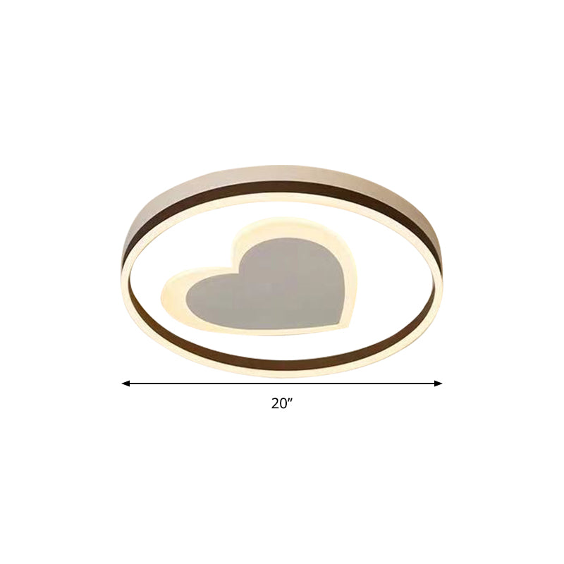 Ring Kid Bedroom Flush Ceiling Light with Loving Heart Acrylic Cute LED Ceiling Lamp in White Clearhalo 'Ceiling Lights' 'Close To Ceiling Lights' 'Close to ceiling' 'Flush mount' Lighting' 990875