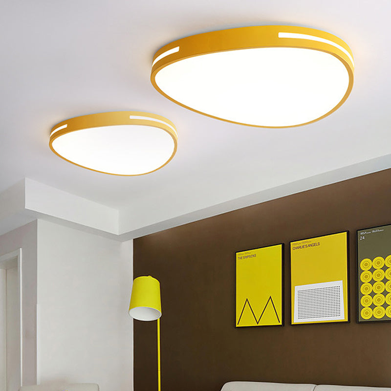 Nordic Flat Teardrop Flush Mount Light Acrylic LED Ceiling Light for Kindergarten Bedroom Yellow Clearhalo 'Ceiling Lights' 'Close To Ceiling Lights' 'Close to ceiling' Lighting' 990882