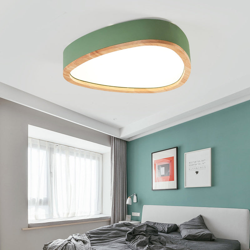 Lovely Teardrop Flush Ceiling Light Wood & Acrylic LED Ceiling Fixture for Boys Bedroom Clearhalo 'Ceiling Lights' 'Close To Ceiling Lights' 'Close to ceiling' Lighting' 990904