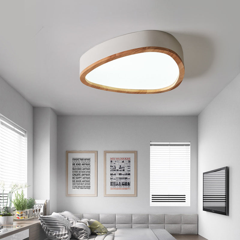 Lovely Teardrop Flush Ceiling Light Wood & Acrylic LED Ceiling Fixture for Boys Bedroom White Clearhalo 'Ceiling Lights' 'Close To Ceiling Lights' 'Close to ceiling' Lighting' 990906