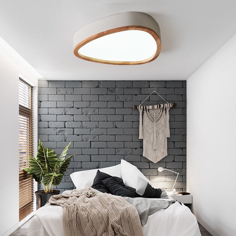 Lovely Teardrop Flush Ceiling Light Wood & Acrylic LED Ceiling Fixture for Boys Bedroom Clearhalo 'Ceiling Lights' 'Close To Ceiling Lights' 'Close to ceiling' Lighting' 990908