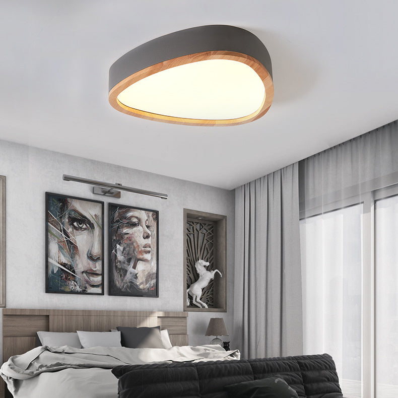 Lovely Teardrop Flush Ceiling Light Wood & Acrylic LED Ceiling Fixture for Boys Bedroom Grey Clearhalo 'Ceiling Lights' 'Close To Ceiling Lights' 'Close to ceiling' Lighting' 990912