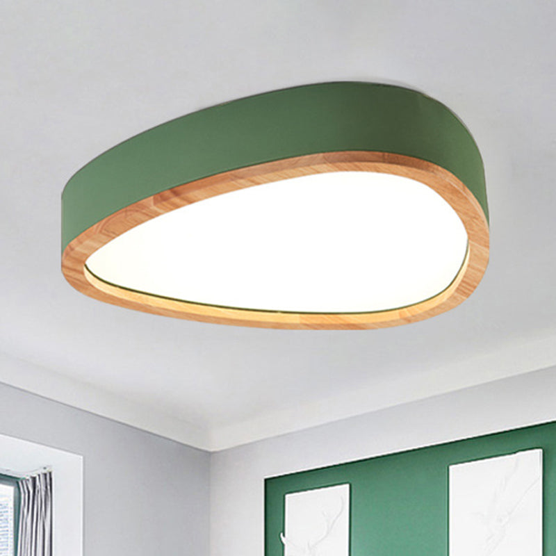 Lovely Teardrop Flush Ceiling Light Wood & Acrylic LED Ceiling Fixture for Boys Bedroom Clearhalo 'Ceiling Lights' 'Close To Ceiling Lights' 'Close to ceiling' Lighting' 990916