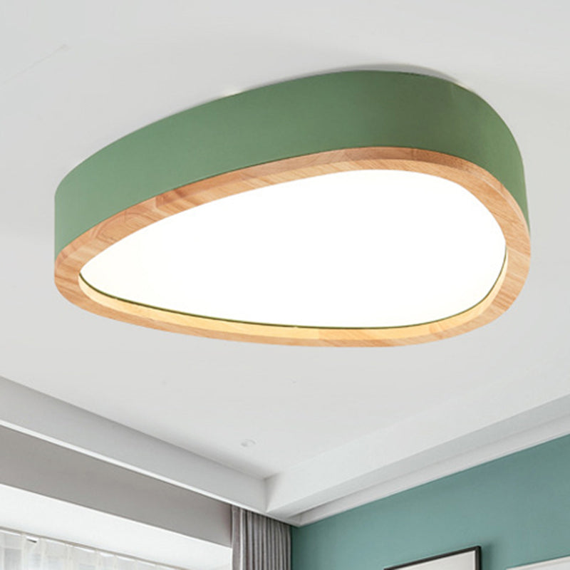 Lovely Teardrop Flush Ceiling Light Wood & Acrylic LED Ceiling Fixture for Boys Bedroom Clearhalo 'Ceiling Lights' 'Close To Ceiling Lights' 'Close to ceiling' Lighting' 990917