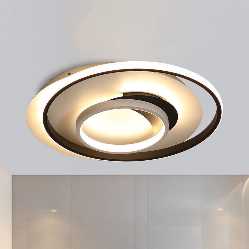 18"/21.5" Dia Round Acrylic Flush Light Modern LED Black Flush Ceiling Lighting Fixture in Warm/White Light Clearhalo 'Ceiling Lights' 'Close To Ceiling Lights' 'Close to ceiling' 'Flush mount' Lighting' 990931