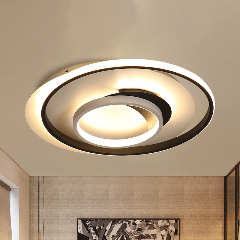 18"/21.5" Dia Round Acrylic Flush Light Modern LED Black Flush Ceiling Lighting Fixture in Warm/White Light Black 21.5" Clearhalo 'Ceiling Lights' 'Close To Ceiling Lights' 'Close to ceiling' 'Flush mount' Lighting' 990932