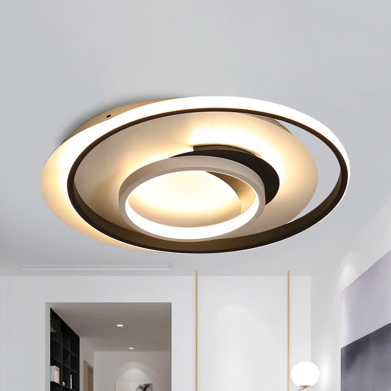 18"/21.5" Dia Round Acrylic Flush Light Modern LED Black Flush Ceiling Lighting Fixture in Warm/White Light Clearhalo 'Ceiling Lights' 'Close To Ceiling Lights' 'Close to ceiling' 'Flush mount' Lighting' 990934