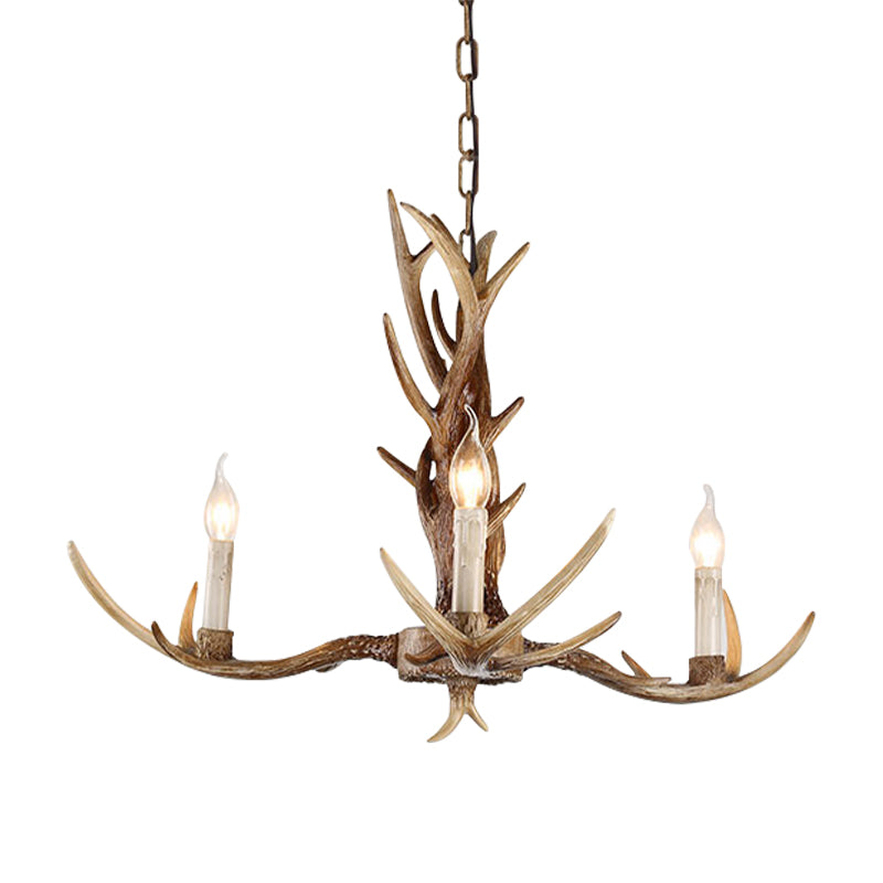 3/6/8 Lights Chandelier Lighting Fixture Antique Candelabra Resin Hanging Light in Beige for Living Room Clearhalo 'Ceiling Lights' 'Chandeliers' Lighting' options 990966